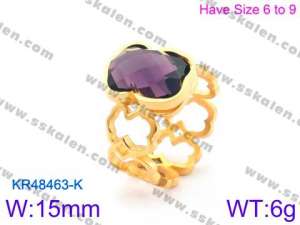 Stainless Steel Stone&Crystal Ring - KR48463-K