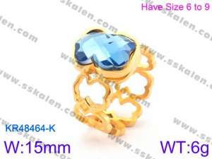 Stainless Steel Stone&Crystal Ring - KR48464-K