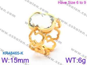 Stainless Steel Stone&Crystal Ring - KR48465-K