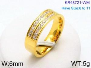 Stainless Steel Stone&Crystal Ring - KR48721-WM
