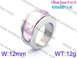 Stainless Steel Stone&Crystal Ring - KR48811-K