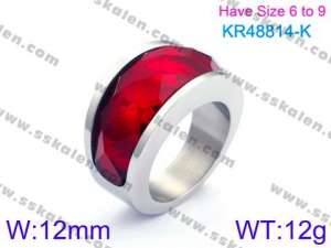 Stainless Steel Stone&Crystal Ring - KR48814-K