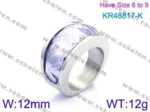 Stainless Steel Stone&Crystal Ring - KR48817-K