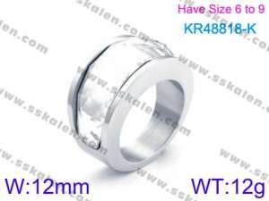 Stainless Steel Stone&Crystal Ring - KR48818-K