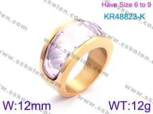 Stainless Steel Stone&Crystal Ring - KR48823-K