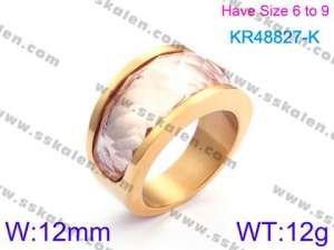 Stainless Steel Stone&Crystal Ring - KR48827-K