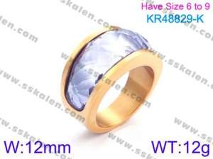 Stainless Steel Stone&Crystal Ring - KR48829-K