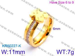 Stainless Steel Stone&Crystal Ring - KR50227-K