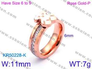 Stainless Steel Stone&Crystal Ring - KR50228-K