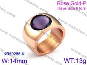 Stainless Steel Stone&Crystal Ring - KR50285-K