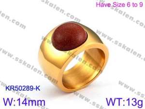 Stainless Steel Stone&Crystal Ring - KR50289-K