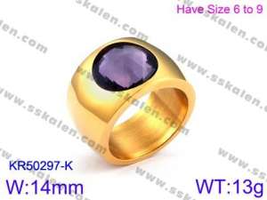 Stainless Steel Stone&Crystal Ring - KR50297-K