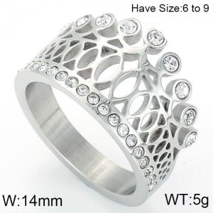 Stainless Steel Stone&Crystal Ring - KR50304-K