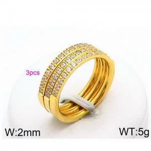 Stainless Steel Stone&Crystal Ring - KR50394-GC