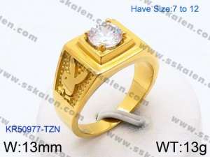 Stainless Steel Stone&Crystal Ring - KR50977-TZN