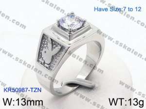 Stainless Steel Stone&Crystal Ring - KR50987-TZN
