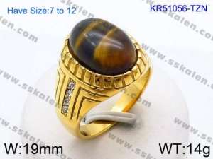 Stainless Steel Stone&Crystal Ring - KR51056-TZN