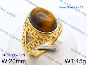 Stainless Steel Stone&Crystal Ring - KR51085-TZN