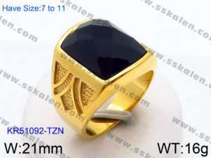 Stainless Steel Stone&Crystal Ring - KR51092-TZN