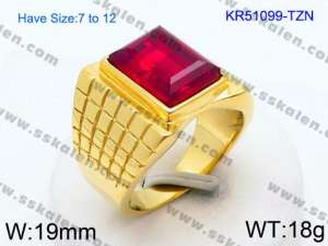 Stainless Steel Stone&Crystal Ring - KR51099-TZN