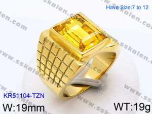 Stainless Steel Stone&Crystal Ring - KR51104-TZN