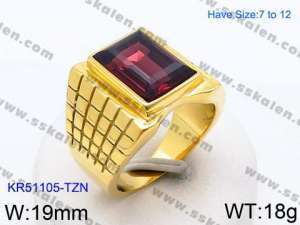 Stainless Steel Stone&Crystal Ring - KR51105-TZN