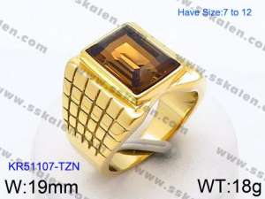 Stainless Steel Stone&Crystal Ring - KR51107-TZN