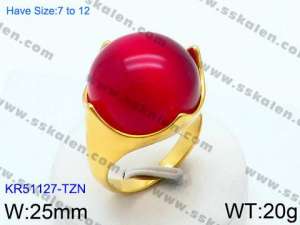 Stainless Steel Stone&Crystal Ring - KR51127-TZN