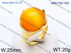 Stainless Steel Stone&Crystal Ring - KR51130-TZN