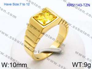 Stainless Steel Stone&Crystal Ring - KR51143-TZN