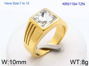 Stainless Steel Stone&Crystal Ring - KR51154-TZN