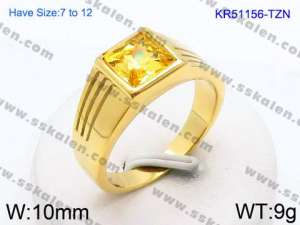 Stainless Steel Stone&Crystal Ring - KR51156-TZN