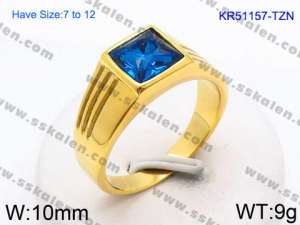 Stainless Steel Stone&Crystal Ring - KR51157-TZN
