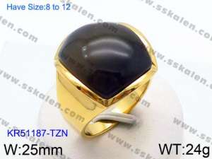 Stainless Steel Stone&Crystal Ring - KR51187-TZN