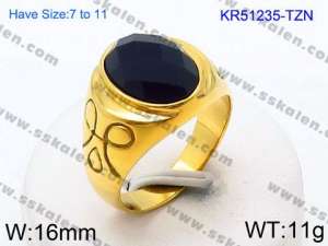 Stainless Steel Stone&Crystal Ring - KR51235-TZN