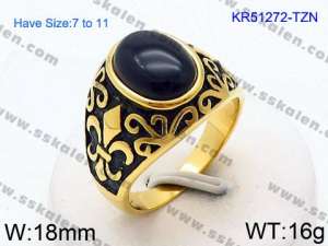 Stainless Steel Stone&Crystal Ring - KR51272-TZN