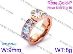 Stainless Steel Stone&Crystal Ring - KR51578-K