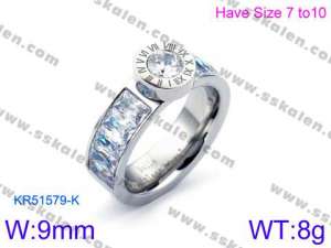 Stainless Steel Stone&Crystal Ring - KR51579-K