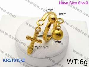 Stainless Steel Gold-plating Ring - KR51813-Z