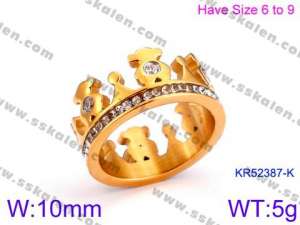 Stainless Steel Stone&Crystal Ring - KR52387-K