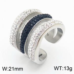 Stainless Steel Stone&Crystal Ring - KR53379-K