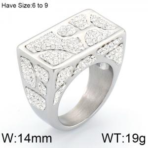 Stainless Steel Stone&Crystal Ring - KR53380-K