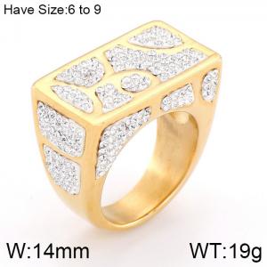 Stainless Steel Stone&Crystal Ring - KR53381-K