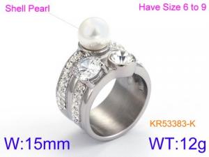 Stainless Steel Stone&Crystal Ring - KR53383-K