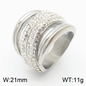 Stainless Steel Stone&Crystal Ring - KR53395-K