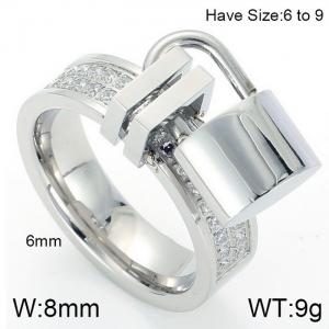 Stainless Steel Stone&Crystal Ring - KR53491-K