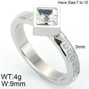 Stainless Steel Stone&Crystal Ring - KR53493-K