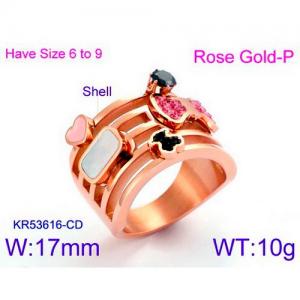 Stainless Steel Stone&Crystal Ring - KR53616-CD