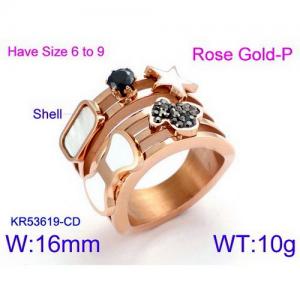 Stainless Steel Stone&Crystal Ring - KR53619-CD