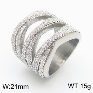 Stainless Steel Stone&Crystal Ring - KR53713-K